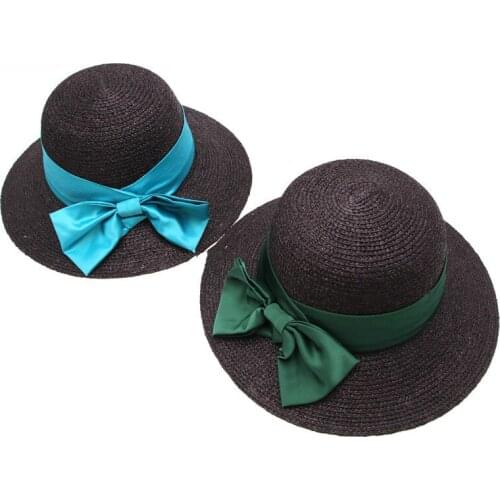 202103-gaoda-haibian NEW SUMMER handmade raffia straw color bowknot lady sea sun cap women leisure hat