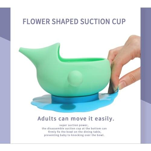 Silicone Baby Feeding Bowl Tableware Waterproof Spoon Non-Slip Crockery BPA Free Silicone Dishes for Baby Bowl Baby Plate