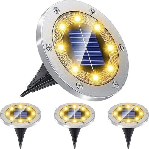 8/12/16LED Solar Garden Lights Waterproof Outdoor Solar Disk Lights for Pathway Yard Walkway Patio Lawn Path Solar Ground Lights