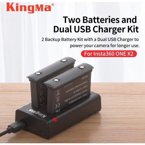 KingMa for Insta360 ONE X2 Battery & Dual USB Charger Kit For Insta360 One X2 Battery Charger Charging Accessories