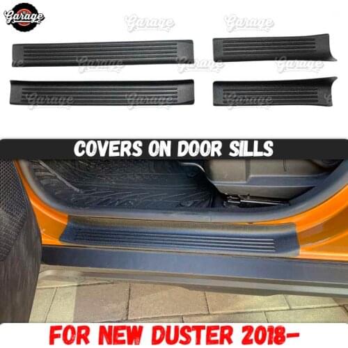 Guard covers on door sills for Dacia Duster 2018- ABS plastic 1 set / 4 pieces accessories interior molding car protect tuning