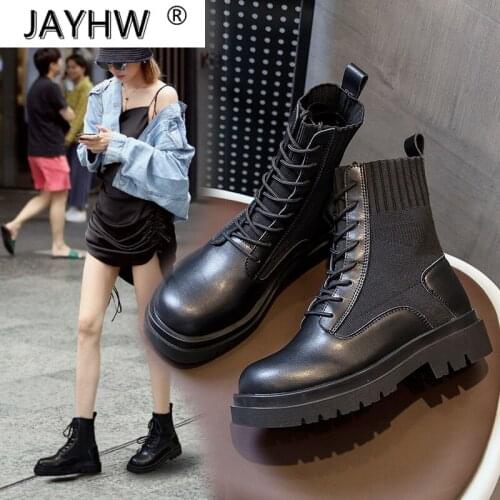 New Winter Shoes Women Boots Round Toe Flats Black Leather Platform Boots for Women Snow Boots Women Winter 2020 Botas Mujer