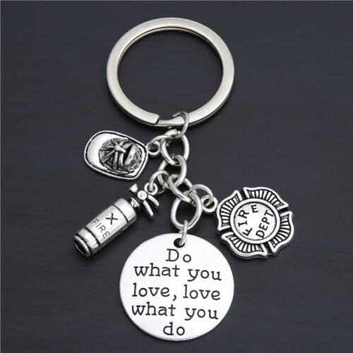1pc Firefighter Keychain Fire Department Keyring Fighter Jewelry Fireman Gift Fireman Wife Gift Lady Firefighter E2031