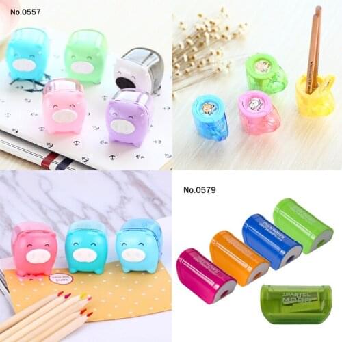 1 Pcs Cute Animal Pig Sweet Candy Colored Pencil Sharpener Korean Kids School Kawaii Pencil Sharpener Supplies Stationery