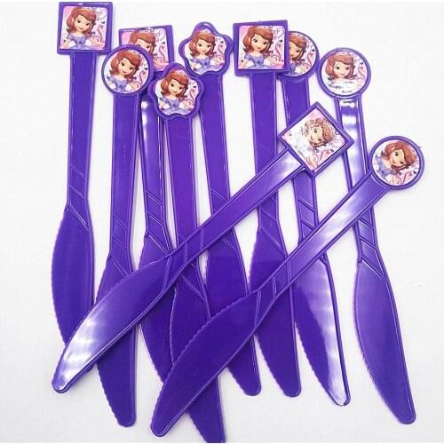 10pc Plastic Knife Sofia Party Supplies Cartoon Theme Birthday Christmas Festival Party Decoration Superhero Kids Event Favors