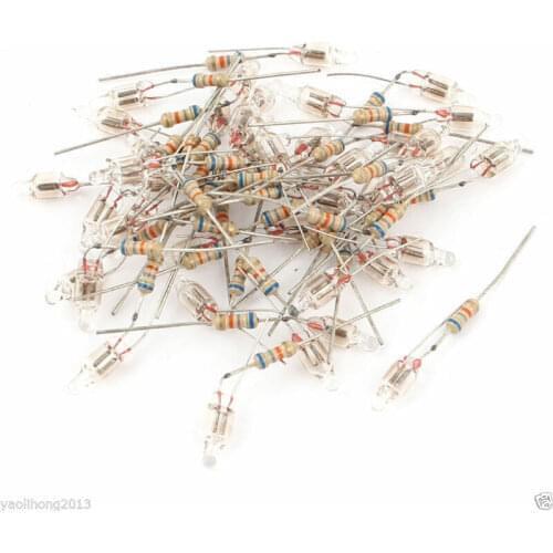 25 Pcs 5x10mm Head Orange Light Neon Bulb Indicator Lamp 100V-220V w Resistor