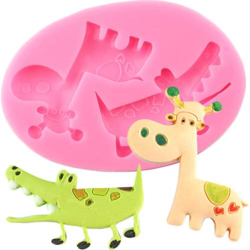 3D Animals Crocodile Hippo Silicone Mold Baby Party Fondant Cake Decorating Tools DIY Cupcake Baking Candy Chocolate Moulds