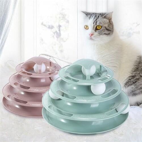 4 Levels Cat Toy Tower Tracks Cat Toys Interactive Cat Intelligence Training Amusement Plate Cat Tower Pet Products Cat Tunnel