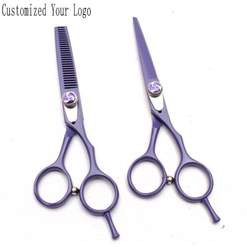 5.5In. Customized Logo Violet Animal Scissors Straight Shears Thinning Shears Dogs Scissors Professional Grooming Scissors C1018