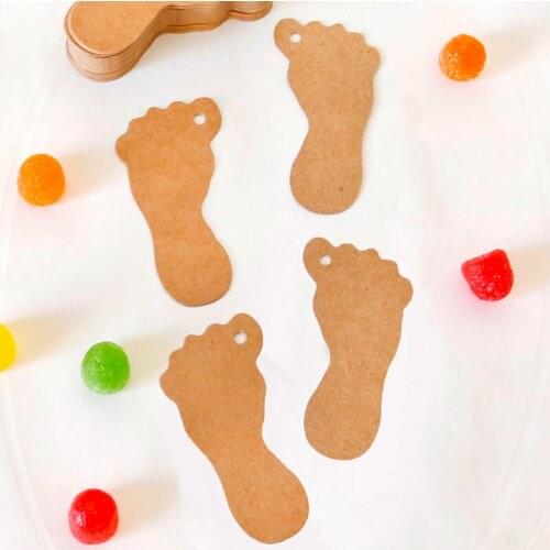 50pcs Blank Kraft Gift Tags Creative Dress Foot House Shape Hang Tags Baby Shower Wedding Party Packaging Labels DIY Price Tag