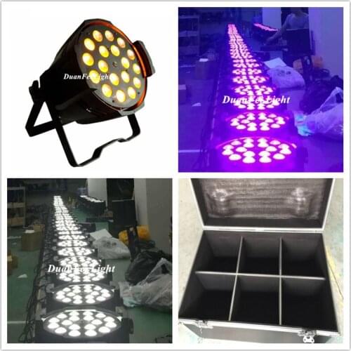 6pcs+Flightcase) Stage zoom wash spot light led par rgbwa uv color mixing uplightings 6in1 dj zoom par 18x18w