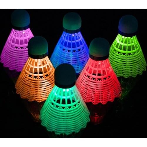 6pcs Lighting Badminton Dark Night Glow Colorful LED Light Luminous Shuttlecock Outdoor Sports Feather Ball Training Exercise