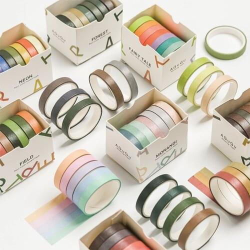 7 pcs/lot Morandi Pure Color Series Washi Tape set Decorative Adhesive Tape DIY Scrapbooking Sticker Label Masking Tape