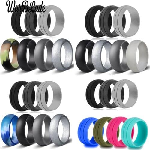8mm 100% Food Grade FDA Silicone Ring 6-12 Size Hypoallergenic Crossfit Flexible Silicone Finger Rings For Men Women 7pcs/set