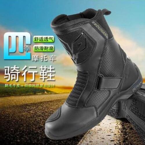 DUHAN PU Motorcycle Riding Boots Men Superfiber Motorcycle Road Racing boot Shoe Moto Motocross Cycling Boots