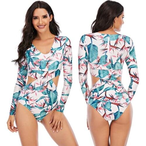 One-piece Diving Bikini Slim Beach Swimming Suit New Print 2021 Women Sexy Surfing Bathing Swimwear Surfing Sunscreen Swimsuit