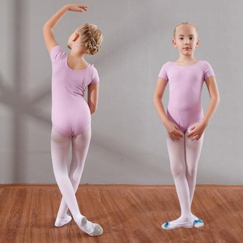 Children Ballet Dancing Jumpsuit Girls Ballet Dance Short Sleeve Costume Girls Gymnastic Leotard D0783