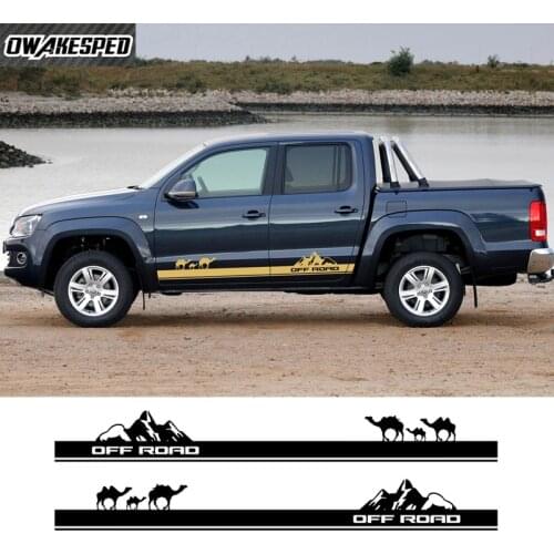 For Volkswagen Amarok OFF ROAD Mountain Graphics Stripes Car Camel Door Side Skirt Sticker Pickup Trunk Decals Auto Accessories