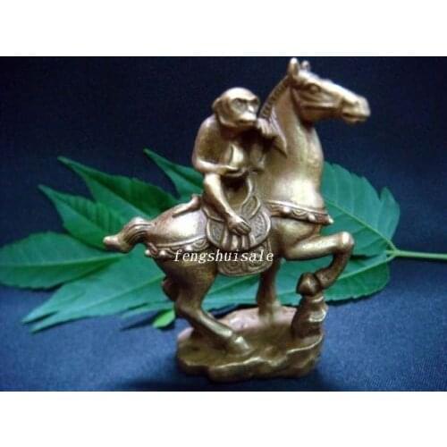 FENGSHUI BRASS MONKEY WITH PEACH ATOP HORSE FOR CAREER M1221