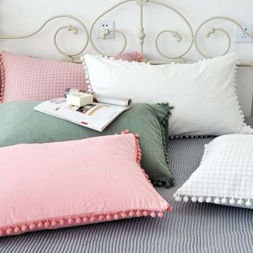 Cotton Pillowcase Fringe Pillow Shams For Home Hotel Bedroom Pillow Case 48*74cm