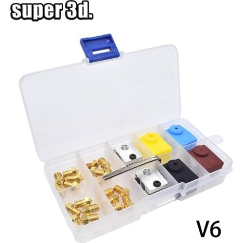 1 set E3D V6/MK7 1.75mm Nozzle+Heat block+mk8 mk7 Silicone Socks For A8 CR-10 Ender 3 3D Printer Extruder Print Head parts kit
