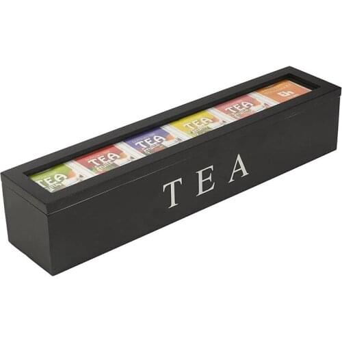 Coffe and Tea Box Organizer Wooden with Lid Coffee Tea Bag Storage Holder Organizer for Kitchen Cabinets