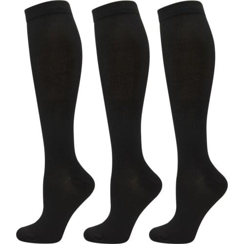 Soft Solid Color High Compression Socks Nylon Stockings Anti-Fatigue Knee Socks Calf Foot Support for Men Women Running Workout