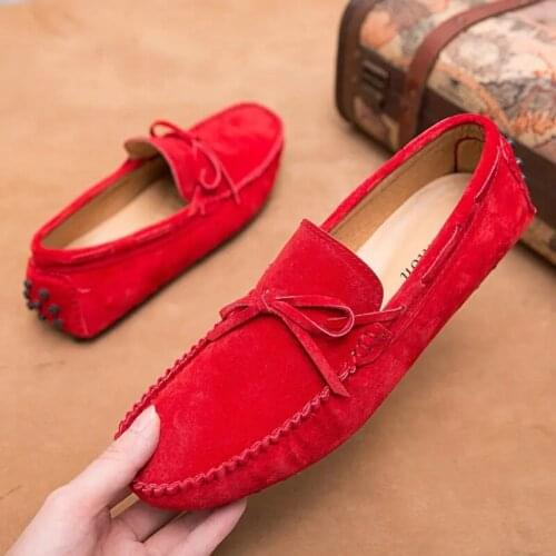 2021 Fashion Mens Flat Loafers Suede Leather Casual Shoes Trendy Youth Street Comfort Light Slip-On Driving Shoes Moccasins Male