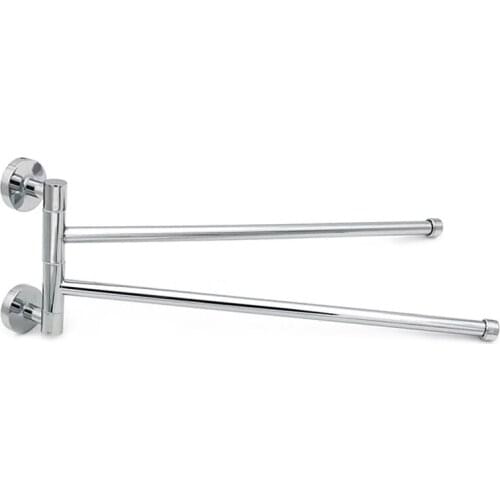 Wall Mounted Bathroom Towel Holder 180 Degree Rotation Towel Bars Simple Silver 304 Stainless Steel Metal Towel Hanger