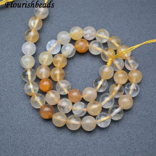 Natural Yellow Iron Crystal Citrine Gemstone Round Loose Beads 6mm 8mm 10mm 12mm DIY Jewelry Making Supplies