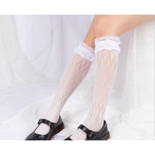 Maid Lolita Socks Knee High Cosplay Costumes Accessories Nylon Lace bow Socks Anime Cartoon Girl Gift B746