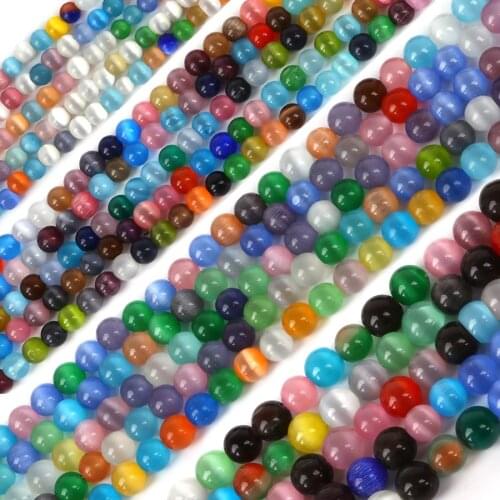 Charming Mixed Color Round Opal Loose Spacer Beads Glass Cat Eye Beads For Making Jewelry 4/6/8/10MM DIY Bracelet Necklace