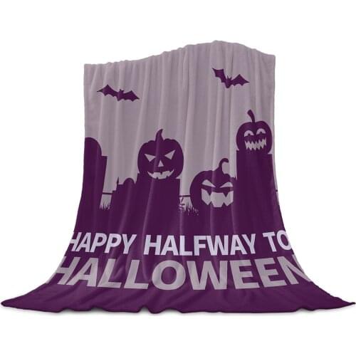Living Room Sofa Blanket Pumpkin Lantern Skull Bat Children Soft Throw Blanket Travel Airplane Hotel Portable Warm Thin Blanket