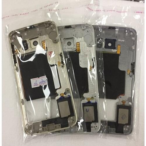 Original For Samsung Galaxy S6 G920 G920F/S6 edge G925F Middle Frame Bezel Housing Chassis with Back Camera Glass Lens Cover