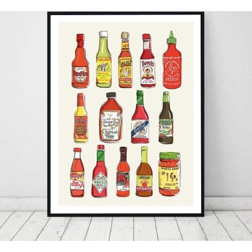 Hot Sauce Poster Kitchen Food Canvas Painting Color Wall Art Prints Minimalism Pictures For Living Room On The Wall Home Decor