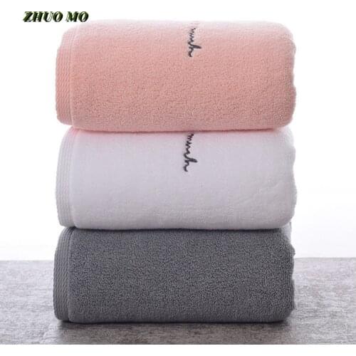 ZHUO MO Egyptian Cotton Bathroom Towels for Adults Sweet Letters Embroidered Bath Face Towel Thick Cotton Gift Towels for Lovers