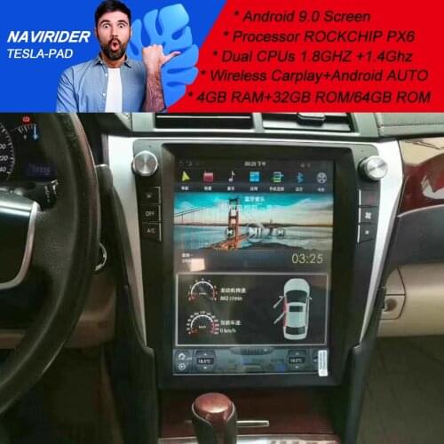 PX6 Car Android 9 GPS Navigation Multimedia Player For Toyota Camry 2012 2017 12.1 Inch Tesla Carplay Radio Head Unit