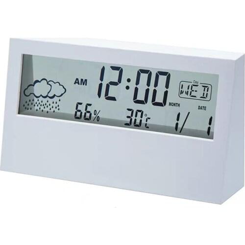 Hot Sales Large LCD Digital Weather Station Alarm Clock with Snooze Function
