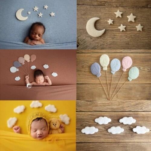 Newborn Photography Props Handmade Wool Felt Star Moon Diy Handmade Baby Jewelry Home Party Decor 5pcs/set