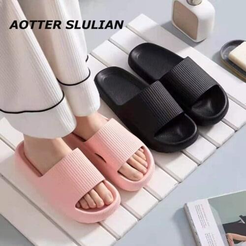 Anti-slip Thick Platform Slippers Indoor Bathroom Super Soft Sandals EVA Quick-drying Couple Slipper Summer Beach Travel Slipper