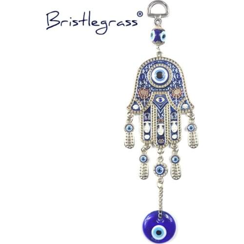 BRISTLEGRASS Turkish Blue Evil Eye Hamsa Hand Amulets Lucky Charms Car Wall Hanging Pendants Blessing Protection Gift Home Decor