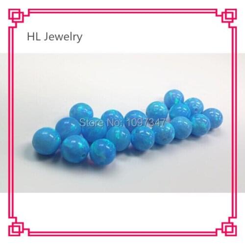 Synthetic 6MM Blue Opal Ball Lab Created Light Blue Opal Bead Man Made Opal Round Loose Beads Full Hole Size