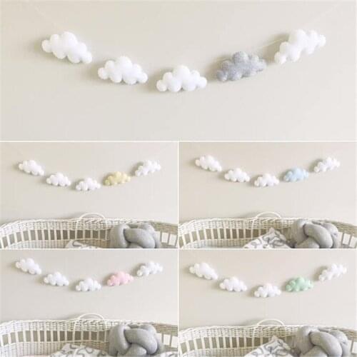 Scandinavian Soft Wool Cloud Wall Hanging Baby Room Crib Tent Hanging Decor Soft Wool Wind Chimes Kids Room Decoration And Gift