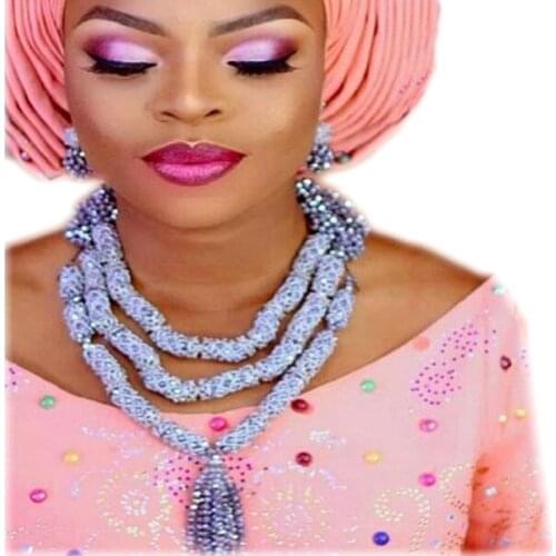 Bridal Jewelry Set Necklace Set Any Color Custom Tassel African Beads Jewellery Set Free Ship Dubai Jewelry Set