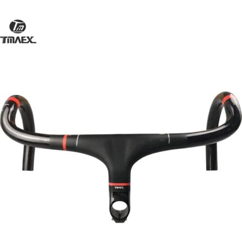TMAEX Ultra light Bike Carbon Fiber Handlerbar Bicycle Full Carbon Handlebars Cycling Handlebar Integrated Road Bicycle parts