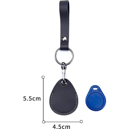 Convenient Second Layer Cow Leather Doorlock Access Keychain Control Small Key Ring Tags