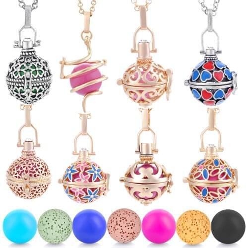 Vintage Mexico Chime Music Ball Caller cages Necklace Pregnancy Necklace for Aroma Essential Oil Pregnant Women VA-207