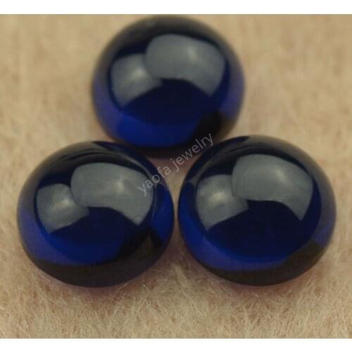 High Temperature Resistance 1.5MM~6mm Dark Blue Color Half Round Cabochon Flat Back Bottom Nano Stone Loose Beads Synthetic Gems