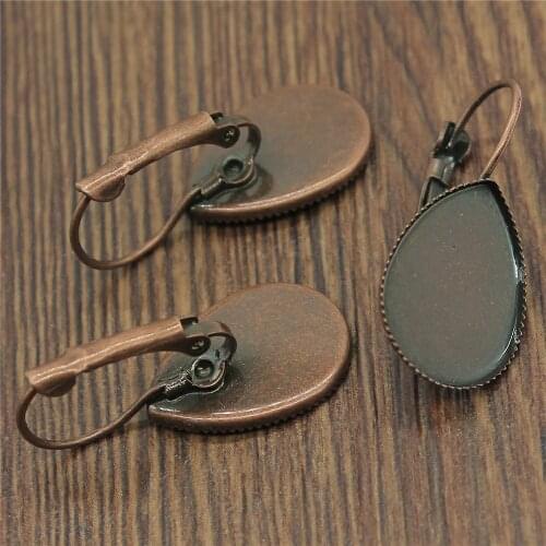 10pcs/lot 8 Colors Fit 18x25mm 13x18mm 10x14mm Waterdrop Glass Cabochon Sawtooth French Lever Back Earrings Base Settings