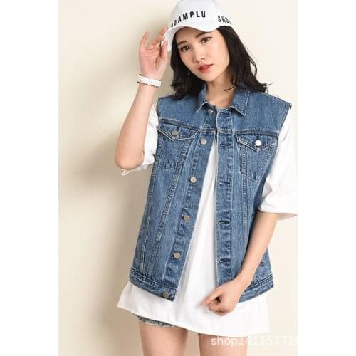 8XL Plus Size 2020 Summer Women Denim Vest Fashion Casual Jeans Jackets Coats Ladies Sleeveless Short Waistcoat Large Size Y404